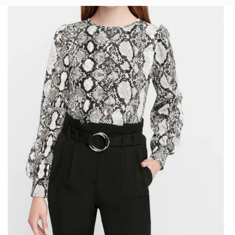 Express Snake Print Long Sleeve Top
